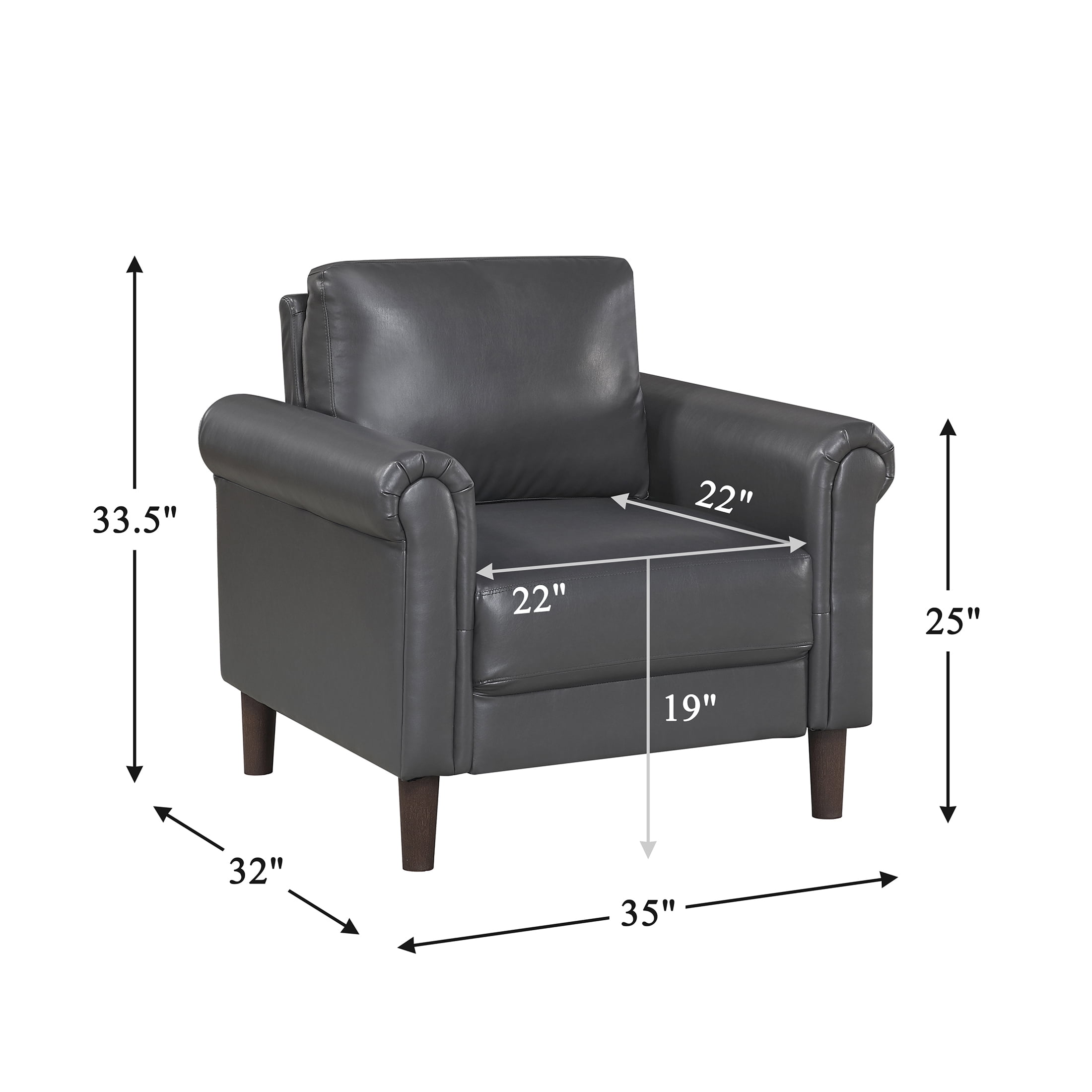 OakvillePark Marlinth Faux Leather Chair, Dark Gray