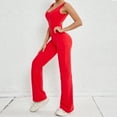 thumbnail image 3 of Women's One-Piece sleeveless jumpsuits sexy hip lift fitness yoga dress U-neck hollow back unitard bodycon solid color soft fabric yoga workout bodysuit Summer 2024, 3 of 7