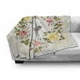 thumbnail image 3 of Rose Soft Flannel Fleece Blanket, Vintage Wreath of Romantic Rose Blossoms with a Butterfly in the Middle Floriculture, Cozy Plush for Indoor and Outdoor Use, 50" x 70", Multicolor, by Ambesonne, 3 of 6