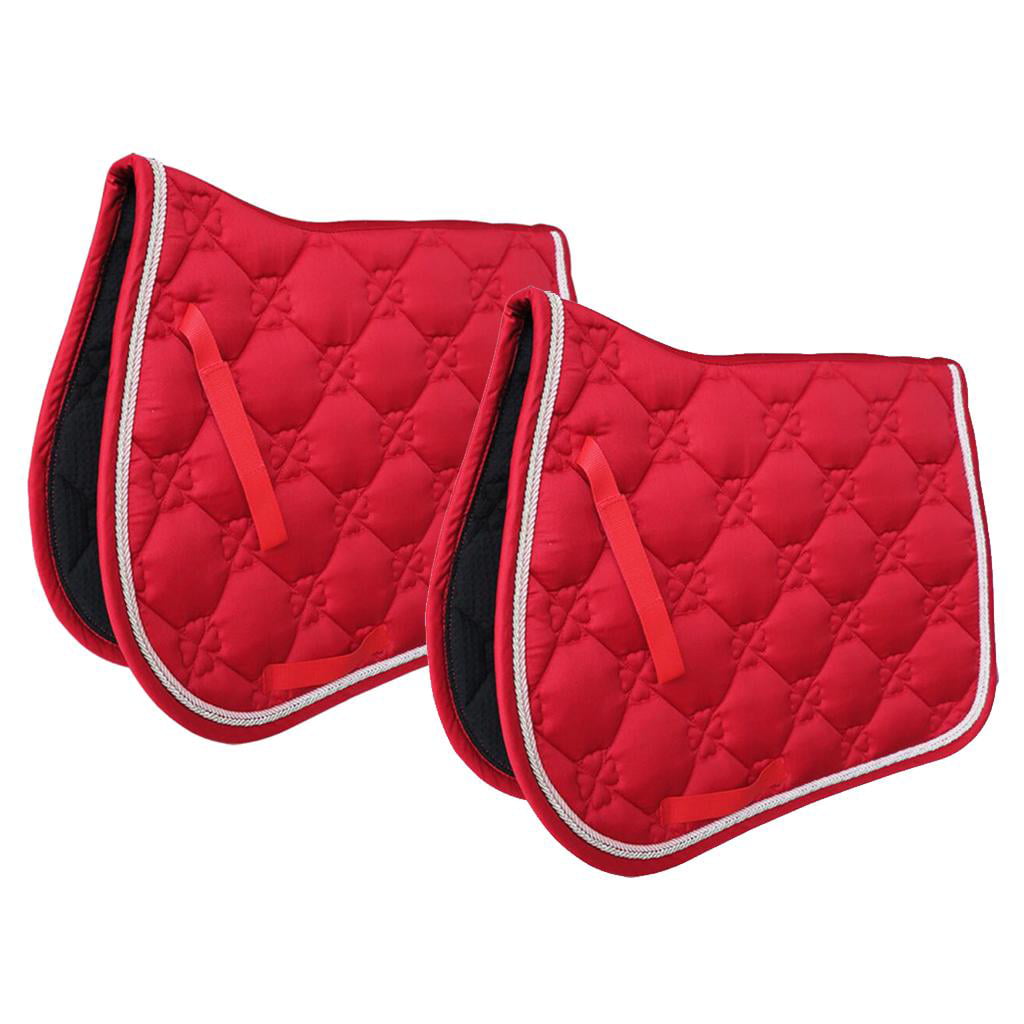 Horse Cotton Jumping Quilted ENGLISH SADDLE PAD Trail Contoured Gel RED 72F21 