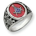 thumbnail image 1 of 14k White Gold Men's Synthetic Ruby Masonic Ring Size 10, 1 of 1