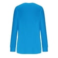 thumbnail image 5 of Women Long Sleeve Tops 2025 Fall Fashion Casual Crew Neck Pullover Shirt Loose Comfy Solid Color Tops with Pockets Light Blue XL, 5 of 5