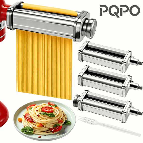 PQPO 3-Piece Pasta Maker Attachments Compatible with KitchenAid Stand Mixers