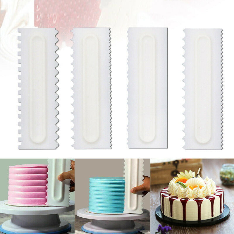 Details about   4PCS Shapes Cake Decorating Comb Icing Smoother Cake Scraper Pastry Baking Tool 