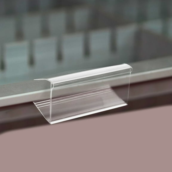 FRCOLOR 50pcs Clear Plastic Label Holders For Wire Shelf Clip On Merchandise Sign Display Holder prices Tag Holder For Supermarket School Library Bookshelves Storage Bins