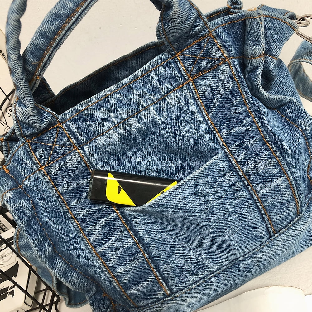 ZHUZHU Your Heart Denim Ladies Small Shoulder Bag Girls Canvas Fabric  Handbag Small Casual Detachable Strap (Color : Light Blue Denim)