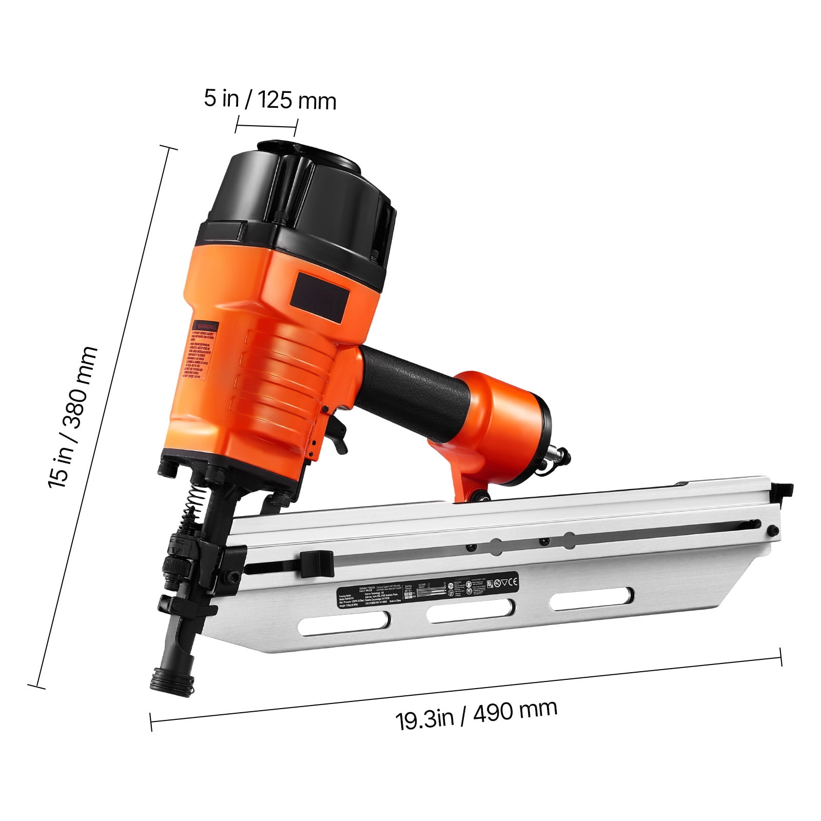 KFFKFF Pneumatic Framing Nailer, 80-120PSI Air-Powered Nail Gun, Compatible with 2" to 3-1/2" Nails, 21-Degree Full Round Head Design, Featuring Adjustable Depth Control and Dual Trigger Options
