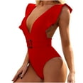 thumbnail image 4 of REORIAFEE One Piece Swimsuit for Women Bathing Suit Monokini Swimwear Resort Wear Beachwear Loose Sleeveless Swimsuit Top Blouse Red M, 4 of 9