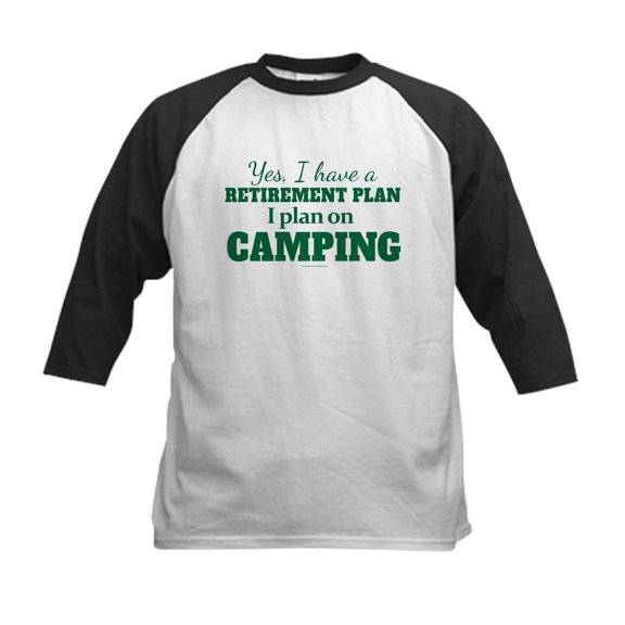 CafePress - Camping Retirement Plan Baseball Jersey - Kids Cotton Baseball Jersey, 3/4 Sleeve Shirt