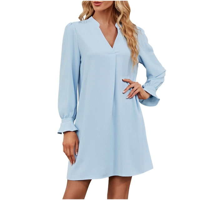 Maillot de Bain à Manches Longues Femme Robe à Manches Longues Col en V Solide Ample à Volants Robe à Manches Longues Robe à Épaules Dénudées pour Femme Robe à Manches Longues pour Femme Maillots de Bain à Manches Longues pour Femme