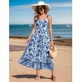 thumbnail image 2 of Vestido largo Zeagoo Boho con estampado floral escalonado y bolsillos para mujer, 2 of 7
