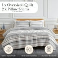 thumbnail image 2 of Southshore Fine Living, Inc. Oversized Queen Quilt Set, Striped Grey Quilt Bedspread Queen or Full, 3-Piece Coastal Bedding Set with Quilt and 2 Matching Shams, Soft Microfiber Quilt, Grey Stripes, 2 of 9