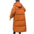 thumbnail image 4 of XPMWRP Women's Quilted Thicken Hooded Down Coats Solid Color Long Sleeve Fashion Zip Up Coats Winter Warm Loose Stand Collar Jacket with Pockets Orange XXL, 4 of 4