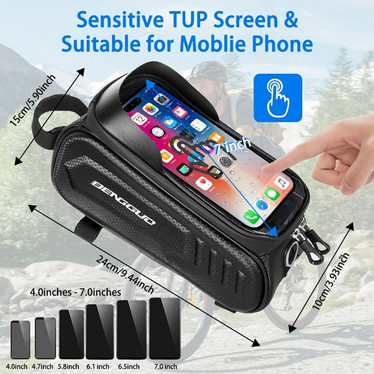 Waterproof Bike Phone Mount Bag with TPU Touch Screen Sun Visor Mobile Storage Pouch Bicycle Frame Case Fit 7inch Walmart