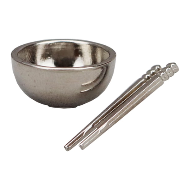 Palillos para casa de muñecas a escala 1/12, accesorios de cocina para casa de muñecas, juguetes para juegos de rol. Plata