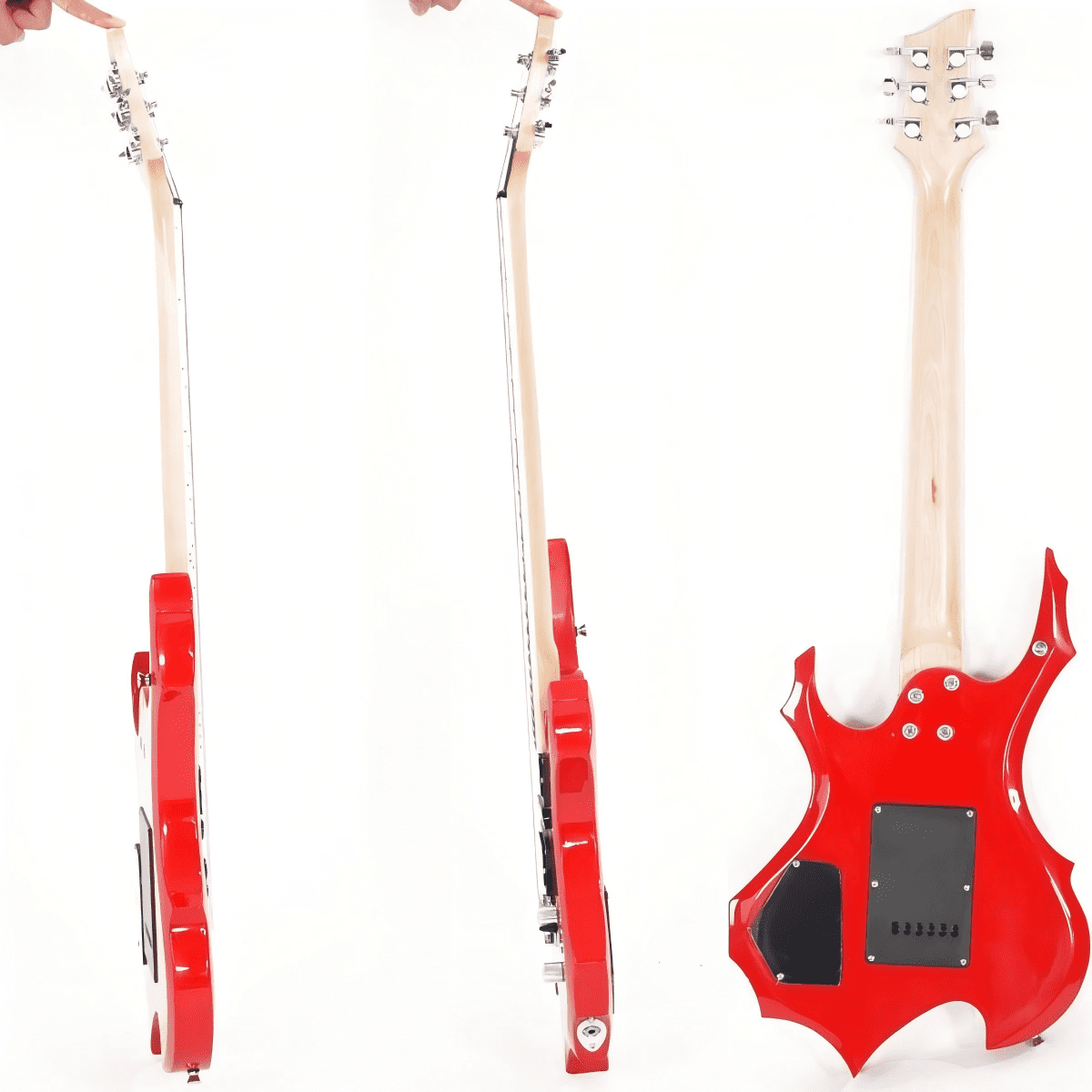 36-inch Flame Design Electric Guitar Set with 20 Watt Amplifier, Portable Bass Bag, Superior Amp Wire, Adjustable Guitar Strap, Plectrum, Wrench Tool (Red)