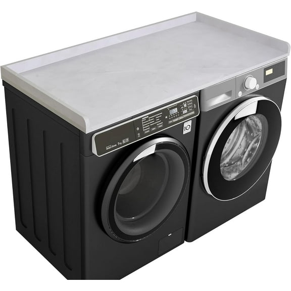 Kaboon Washer Dryer Countertop, Melamine Countertop with Edge Rails - 27.5" Depth x 54" Width Laundry Room Organization, White Rock