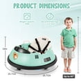 thumbnail image 5 of Vibespark 12V Bumper Car for Kid with Remote Control, Ride on Toys for Toddlers w/ 360 Degree Spin, 3 LED Lights, 5-point Safety Belit, 3 Speeds, Baby Bumper Car, Green, 5 of 9