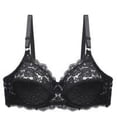 thumbnail image 2 of Sujetador de encaje Mujer Sexy Hacer subir Lencería Copa fina Ropa interior transpirable, Negro, 44CD Vogacara AP001126-10, 2 of 7