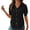Black, variant on Cotton Linen Shirts For Women Button Down Roll Olid Color Short Sleeve Collared Blouse Curved Hem Casual Tunic Top with Pockets