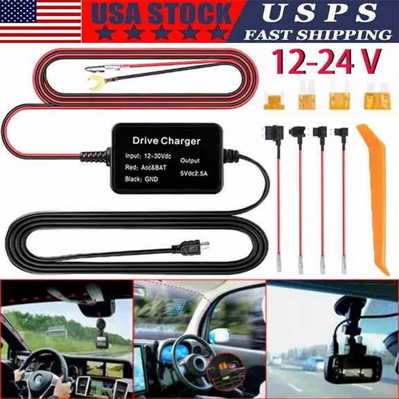 QUEST- Universal Dash Cam Hardwire Kit Type C Hard Wire Cable Fuse 12-24V For Car Dvr