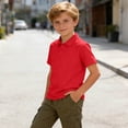 thumbnail image 7 of Amidoa 3 Pack Children's Polo Shirts Short Sleeve – Boys Girls Casual Sport Performance Tee Set Solid Color School Uniform,Red Size 6, 7 of 7
