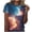 ி479-Blue, variant on Women's Star Random Print Round Neck Short Sleeve Pullover Casual Fashion Top - Relaxed Graphic Tee with Celestial Pattern for Everyday Style