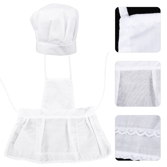 LOLIPPYY Girl Baking Apron with Pocket Cotton Sleeveless Chef Costume for Cooking Role Play White Size 1 Set