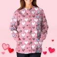 thumbnail image 3 of Women Valentines Day Scrub Jackets Plus Size Casual Button Snap Front Cute Love Hearts Graphic Scrub Tops Loose Long Sleeve Scrubs Nursing Uniform Medical Nurse Workwear with Pockets Purple Pink S, 3 of 5