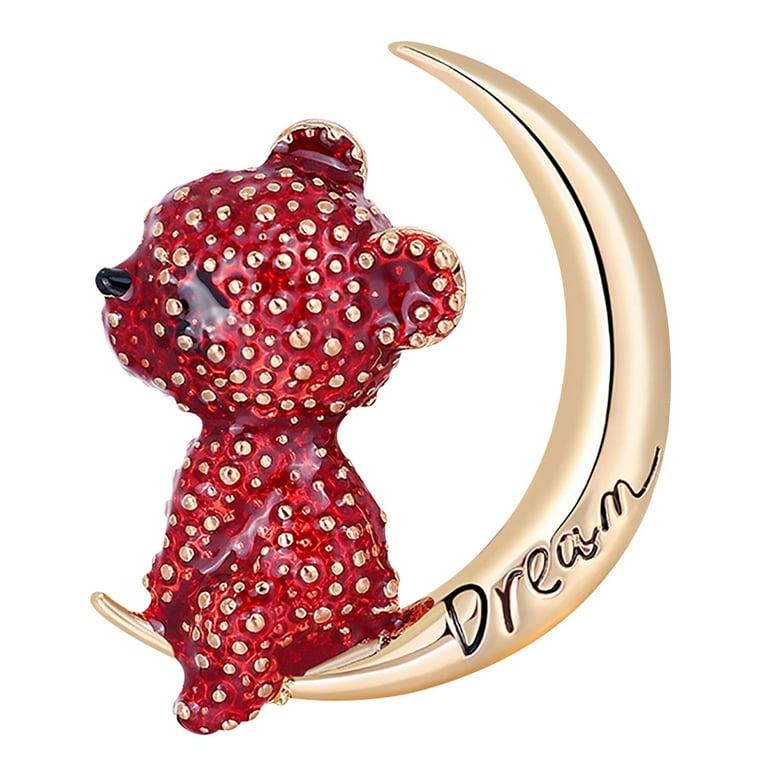 brooch pins for women fashion， Ashionable And Lovely Moon Bear Brooch  Reveals Your Unique Personality 