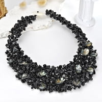 Cluster Color of the Night Black MultiStone Statement Collar Necklace