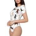 thumbnail image 2 of KLL Women 's Crew Neck Bodysuit Jumpsuits Yoga Labrador Retriever Print Short onesies Stretch T Shirts, 2 of 7
