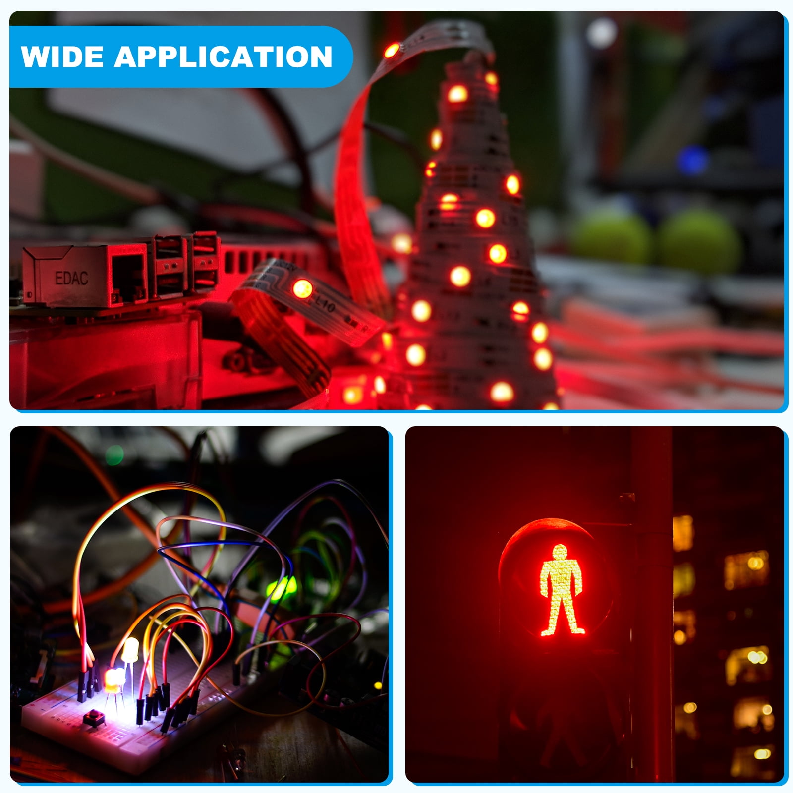 Uxcell 3mm LED Diode Light, 120 Pcs 3-6V DC Pre Wired Mini LED Lights Bulb Light-emitting Lamp for RC DIY Indicator Lighting, Blue