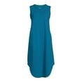 thumbnail image 4 of Time and Tru Women's Sleeveless Curve Hem Henley Midi Dress, 4 of 5