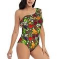 thumbnail image 3 of Gaeub Begetable Women's One Shoulder Ruffle Tummy Control Swimwear for Swimming Surfing Beach Party - Medium, 3 of 8