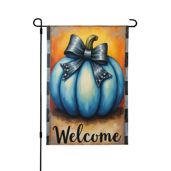 Welcome Fall Garden Flag 12X18 Vertical Double Sided Buffalo Plaids Pumpkin Autumn Thanksgiving Holiday Outside Decorations Burlap Yard Flag