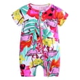 thumbnail image 2 of ATAIKU Infant Baby Girls 2 Way Zipper Romper Toddler Girls Cotton Jumpsuit Newborn Short Sleeve One-piece Sleeper 3M-3T, 1PCS Flamingo, 2 of 10