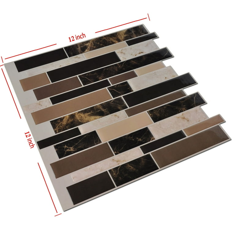 Art3d Black Brown and Beige Marble12 in. x 12 in. Vinyl Peel and Stick Wall Tile Backsplash (6-Pack) Art3d Black Brown and Beige Marble12 in. x 12 in. Vinyl Peel and Stick Wall Tile Backsplash (6-Pack)