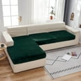 thumbnail image 6 of Velvet 1 2 3 Cushion Couch Cushion Cover for L-Shaped Sofa Chaise Longue Sofa Slipcover, Stretch Sofa Cover Non-slip Soft Furniture Protector -Dark green-Chaise longue(right), 6 of 6