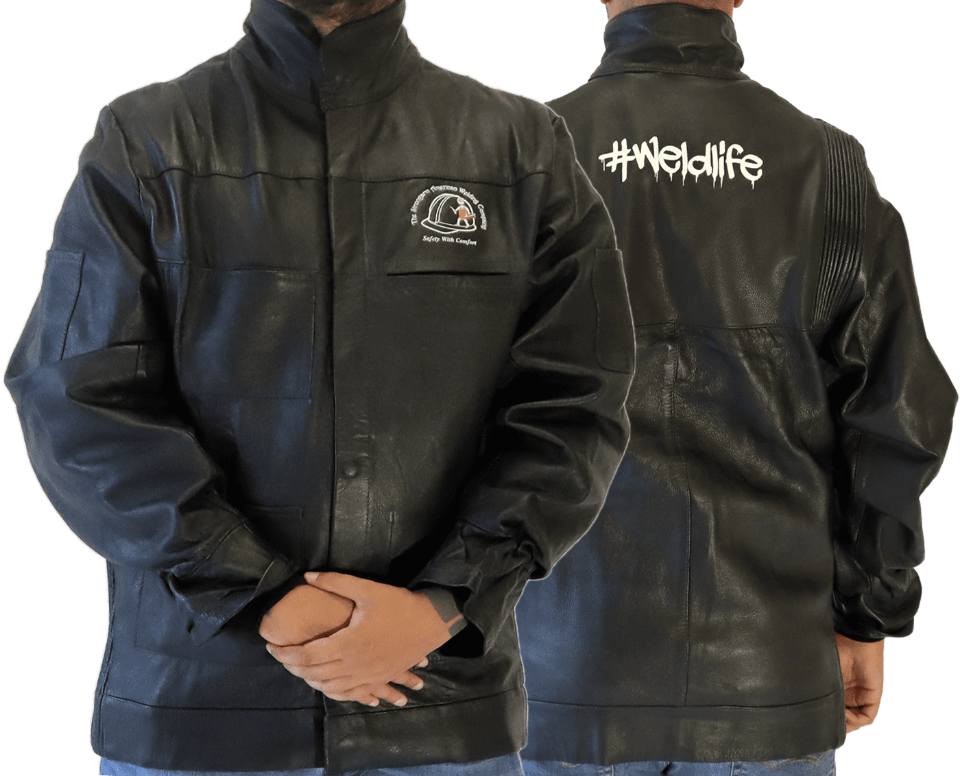 Strongarm Leather Welding Jacket FlameResistant Black Large Heavy