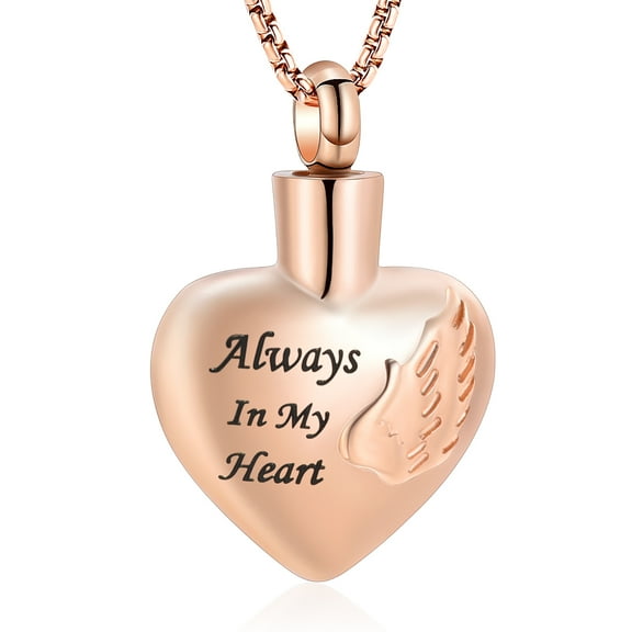 Personalized Heart with Small Wing Urn for Ashes Cremation Jewelry for Ashes Urn Necklace Lockets for Human Ashes
