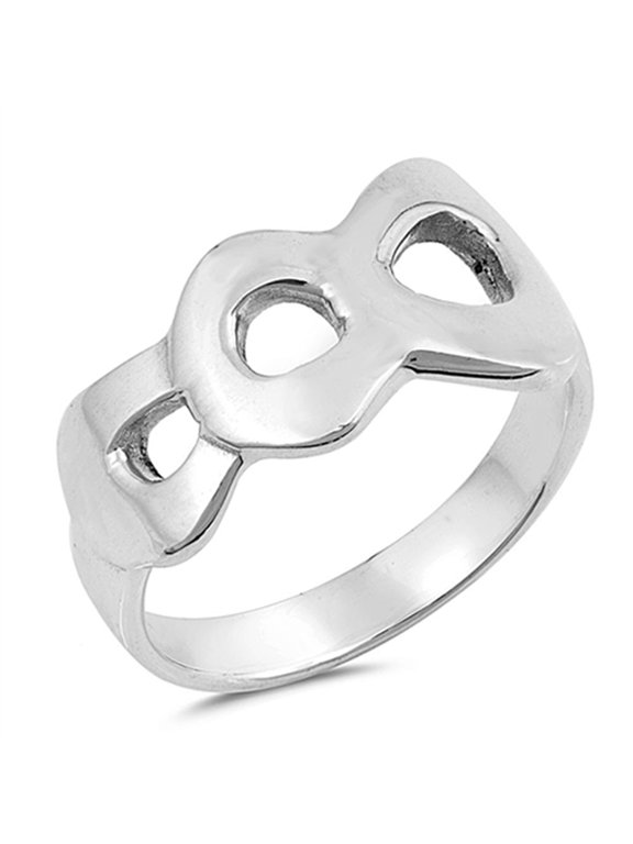 Link Loop Infinity Ring .925 Sterling Silver Band Jewelry Female Male Unisex Size 9