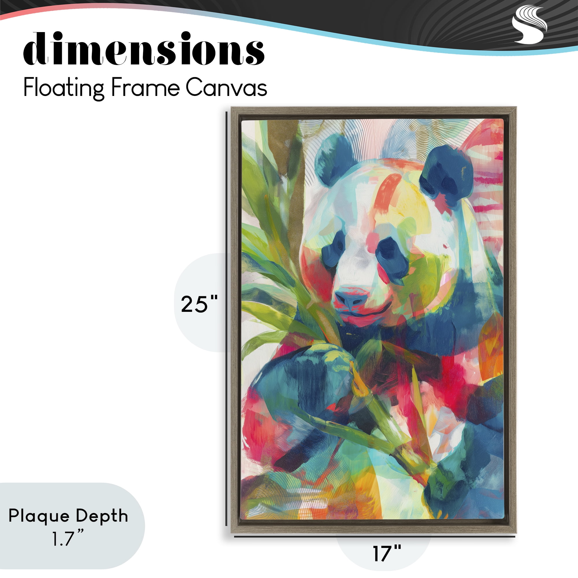 Stupell Industries Expressive Panda In Bloom Brown Framed Floater Canvas Wall Art, design by Chromatic Storm Studio