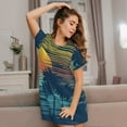 thumbnail image 3 of Easygdp Palm Trees Camisón de manga corta para mujer, informal, estampado, 3 of 6