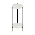 thumbnail image 2 of Furinno Besi 2-Tier Modern Tall Round Side End Table with Sturdy Metal Legs, Marble White, 2 of 6