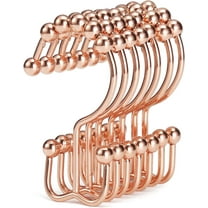 Shower Curtain Hooks, Shower Curtain Rings, Stainless Steel Shower Curtain Hooks Rust Proof Free Sliding Double Shower Hooks for Curtain, Shower Curtains & Liners (Rose Gold)
