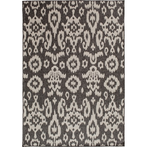 Loomaknoti New Zealand Tk 5' x 7' Ikat Indoor/Outdoor Area Rug , Gray