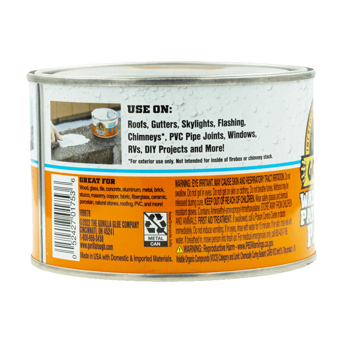 Gorilla Waterproof Patch and Seal Paste White Sealant 1 Pound Can