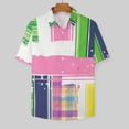 thumbnail image 3 of Blue Geometric Men's Shirt Short Sleeves Printed Button Down Summer Shirts, 3 of 6