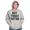 thumbnail image 3 of Not Today Satan Funny Christian Joke Unisex Fleece Graphic Zip Up Hoodie Brisco Brands 5X, 3 of 5